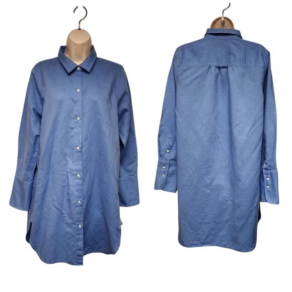 J. Crew Women's Button Up Long Sleeve Shirtdress Blouson Color Blue Size M - Picture 1 of 10